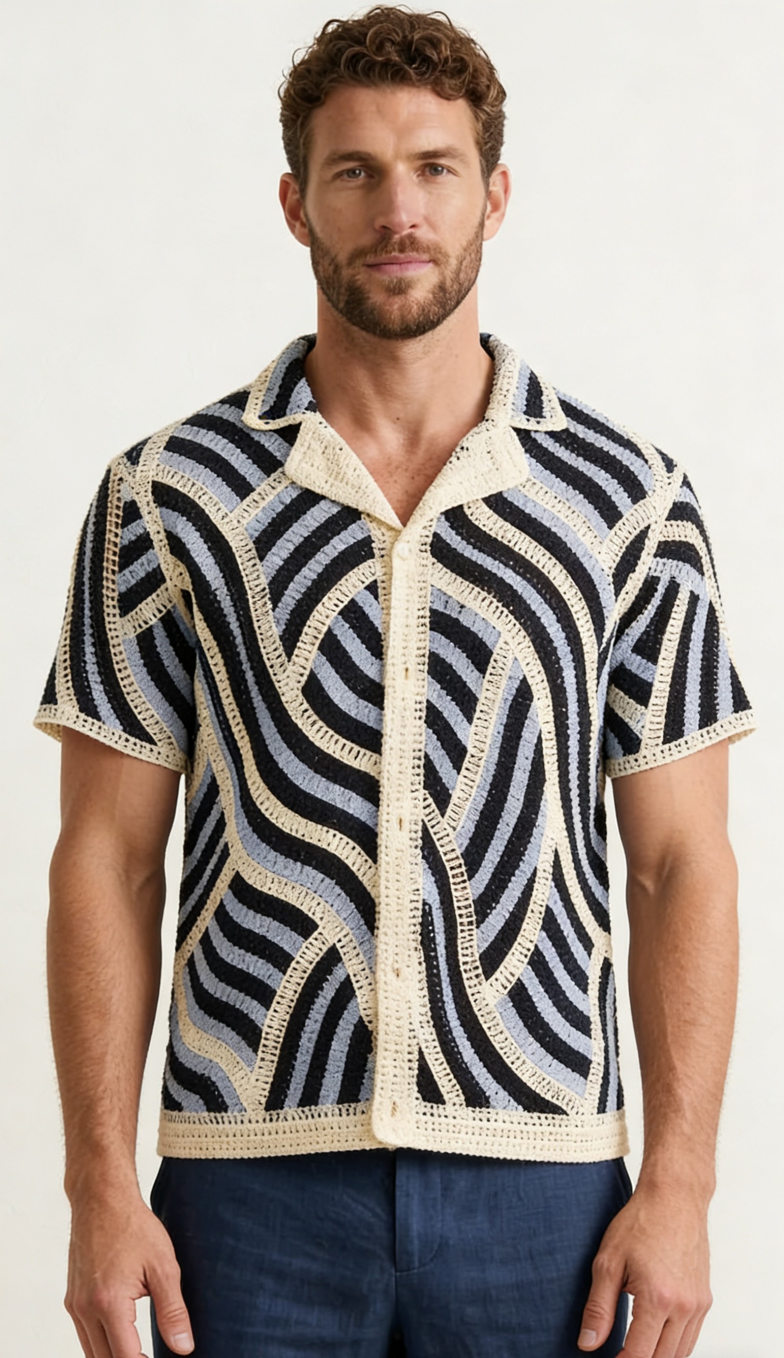 Men's crochet short-sleeve shirt