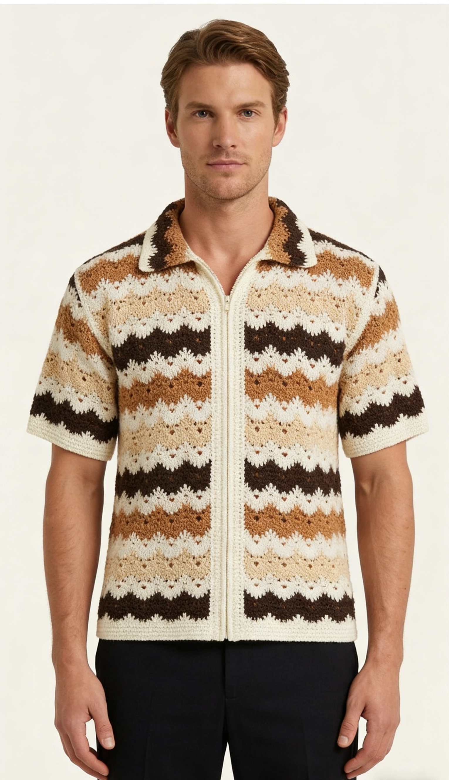 Men's crochet short-sleeve shirt